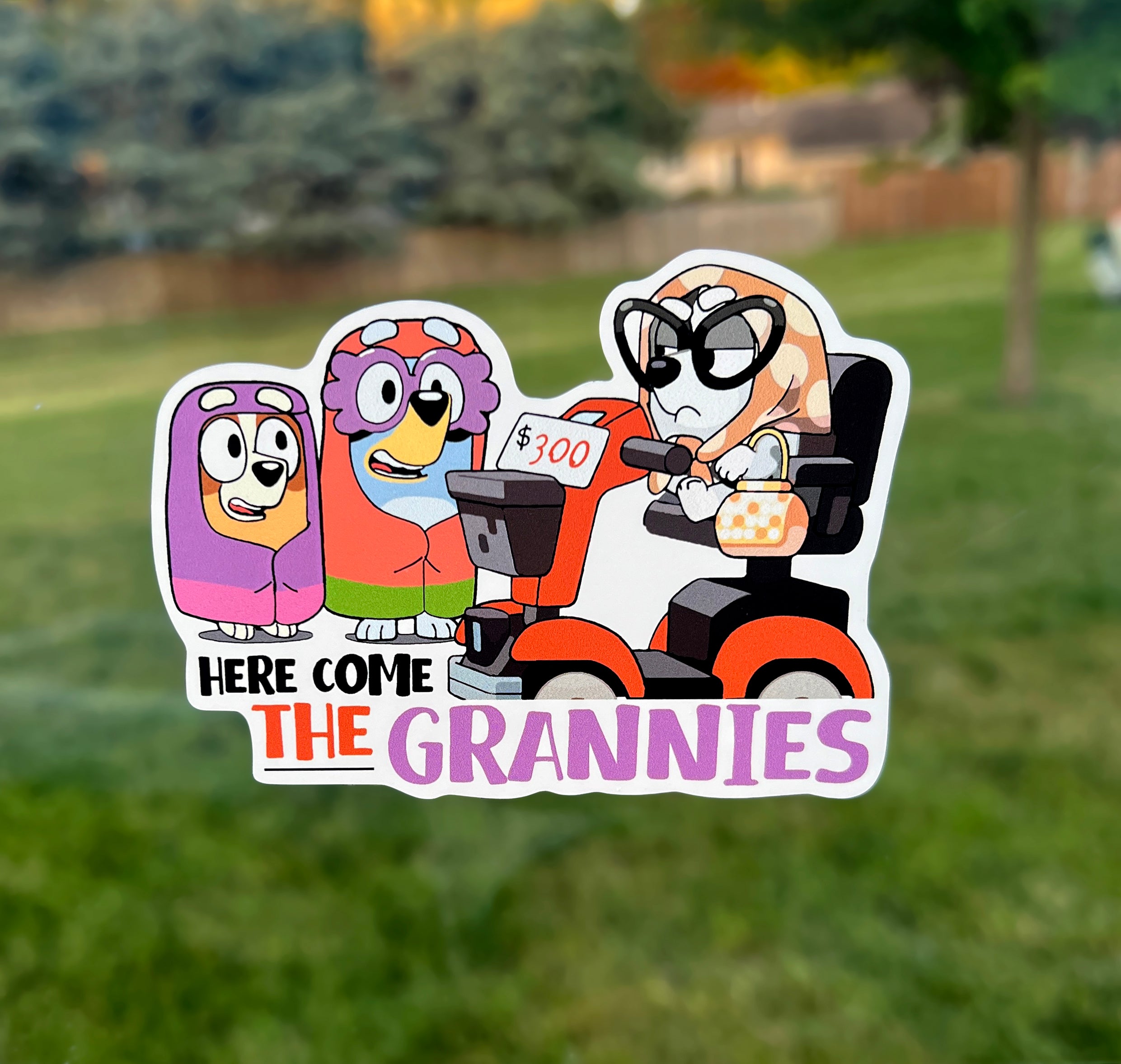 (B19) Here come the Grannies - Dog Family Decal / Sticker